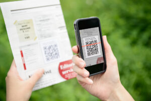 a mobile phone selecting a QR code