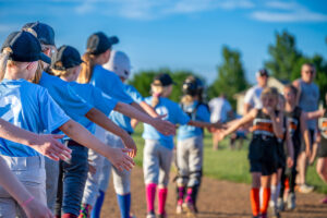 Youth playing baseball.